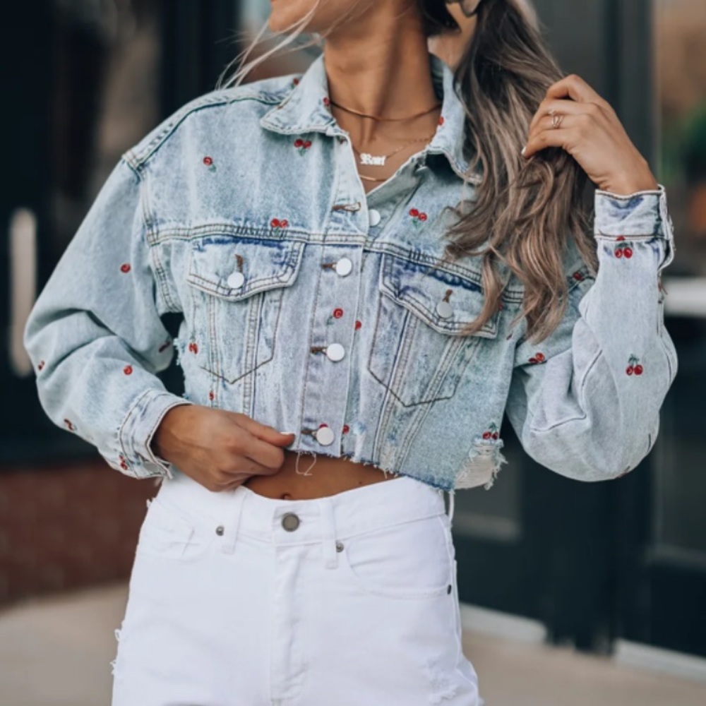 NWT CLOUD TEN CHERRY PIE 🍒🥧 DENIM👖JACKET - LIGHT WASH 🩵, Sz.S, BNWTIB